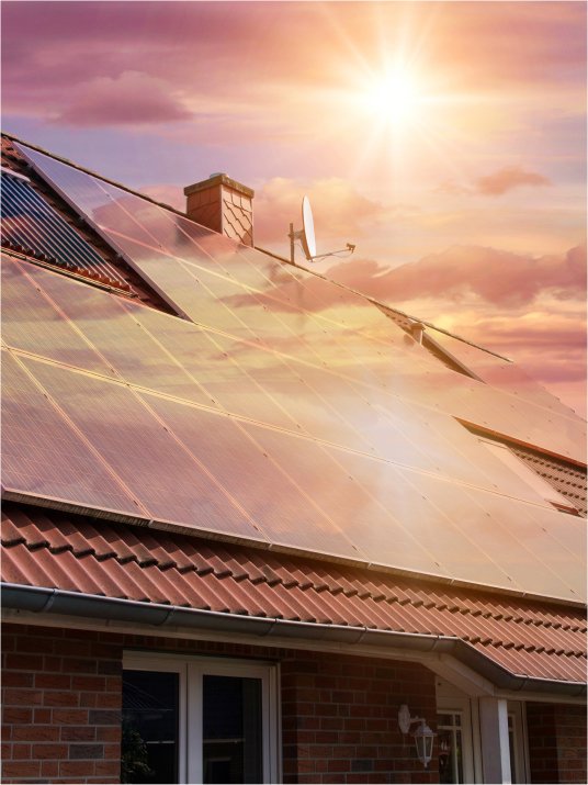 roof solar panel by the sun